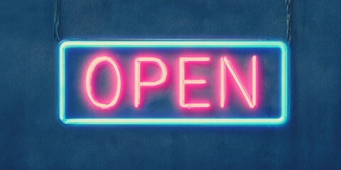 Obraz premium Glowing neon open sign at retro diner dusk urban environment vibrant viewpoint captivating concept