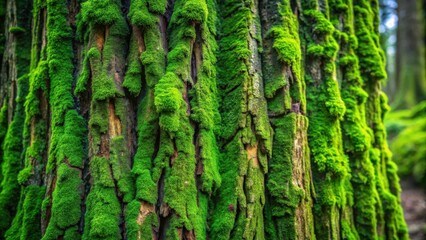 In-depth shot of a tree trunk covered in thick