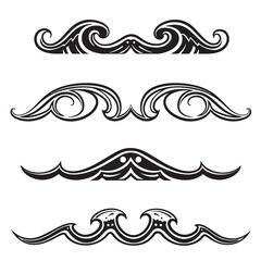 Elegant black and white ornamental vector border elements perfect for graphic design projects.