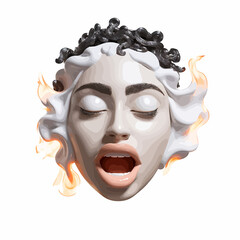 Naklejka premium 3D sticker emojy angry, white background