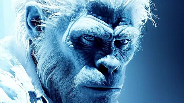 white gorilla in Delfts Blauw realistis and slow ,ai generative