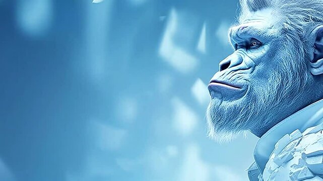 white gorilla in Delfts Blauw realistis and slow ,ai generative