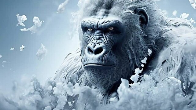 white gorilla in Delfts Blauw realistis and slow ,ai generative