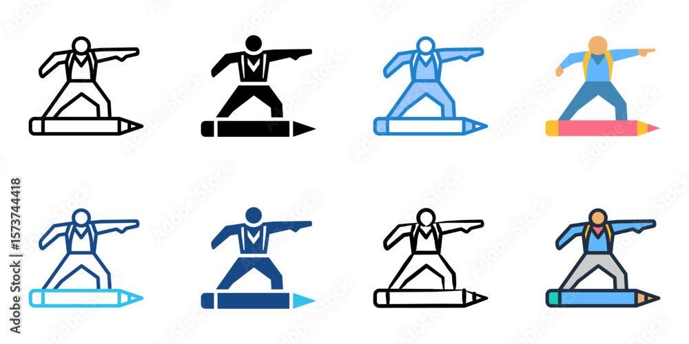 Poster first day of school icon set multiple style collection