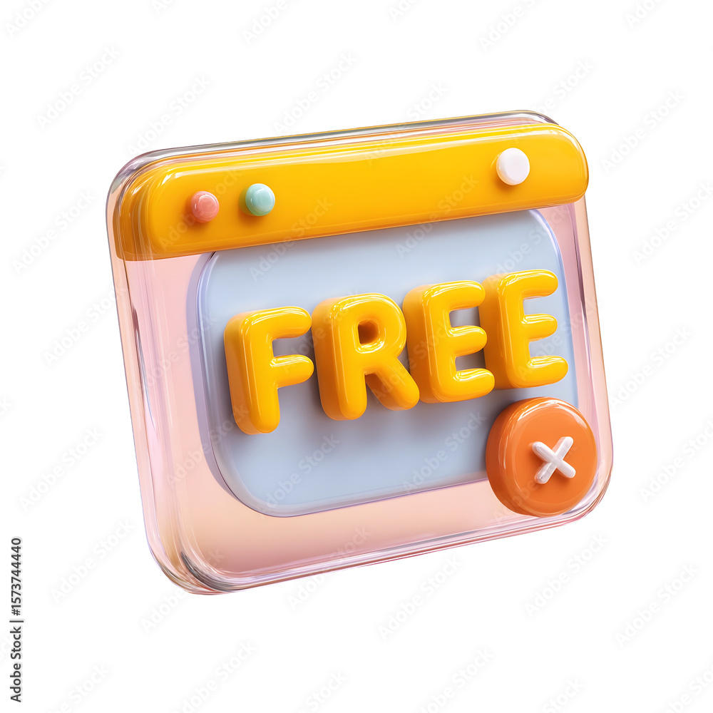 Aufkleber a vibrant and dynamic 3d glossy clay style free label icon displayed on a transparent webpage design