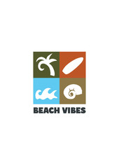 beach vibes elements illustration vector