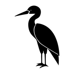 Fototapeta premium Stylized black silhouette of a heron standing on a white background