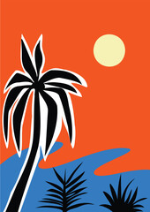 abstract art beach elements illustration