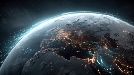 Earth from space, digital overlay