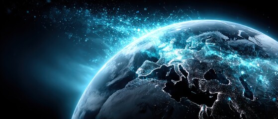 Earth, glowing with light