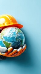 Earth held by construction worker