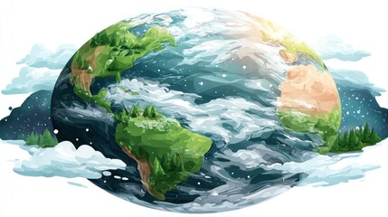 Earth illustration with clouds