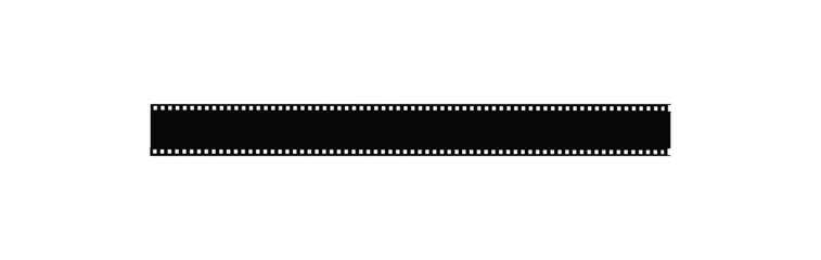 Filmstrip with frames, photo and videos for camera. Old white and black film tapes of 35mm. Roll with border for photography, isolated on background. Vector