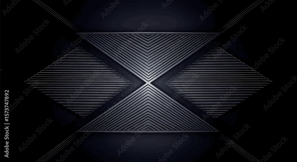 Aufkleber dark abstract geometric pattern with symmetrical x-shape: a modern, sleek design featuring elongated