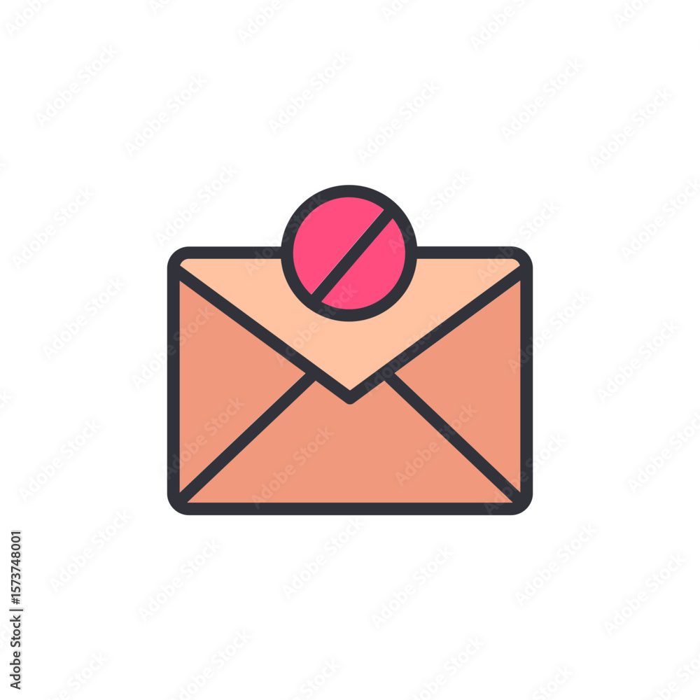 Poster envelope with restriction sign to represent blocked or spam message