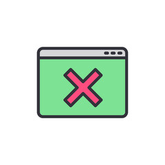 Fototapeta premium Close Window Icon With Green Frame And Pink Cross Mark Symbol