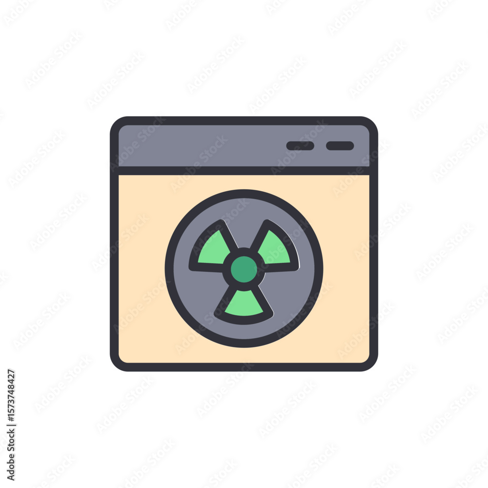 Poster radioactive material warning displayed on an internet browser interface