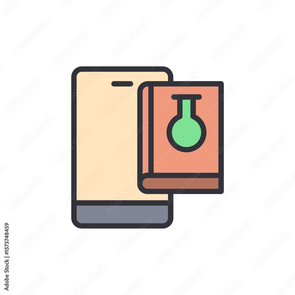 Poster mobile learning application with science book for education concepts