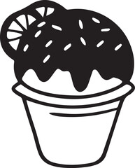 Dripping Ice Cream Cone Illustration with Sprinkles in Monochrome Style, Capturing Sweetness and Summer Indulgence.