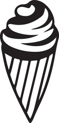 Swirled Ice Cream Cone Sketch with Waffle Texture Representing Summer Sweetness in Monochrome Minimalist Style.