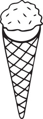 Dripping Ice Cream Cone Illustration with Sprinkles in Monochrome Style, Capturing Sweetness and Summer Indulgence.