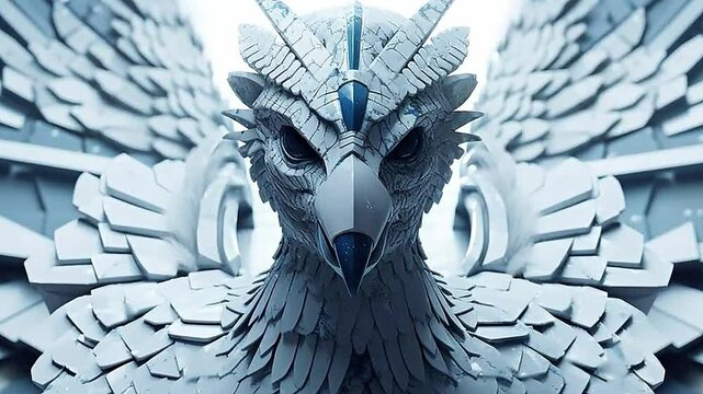 white garuda in Delfts Blauw realistis, highly detailed,ai generative