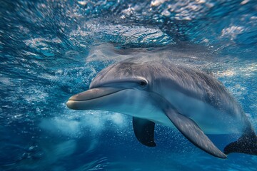 Fototapeta premium dolphin in the water by generative ai