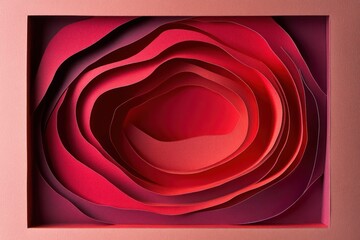 Minimal Red Folded Paper Layout with Clean Contours. Abstract Background