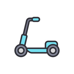 Stylized Blue Scooter Icon For Recreation And Childish Fun Illustration