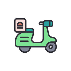 Stylized Scooter Illustration With Retro Design And Delivery Box Element