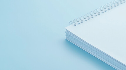 Landscape table calendar mockup, angled slightly for depth, isolated on a soft blue background