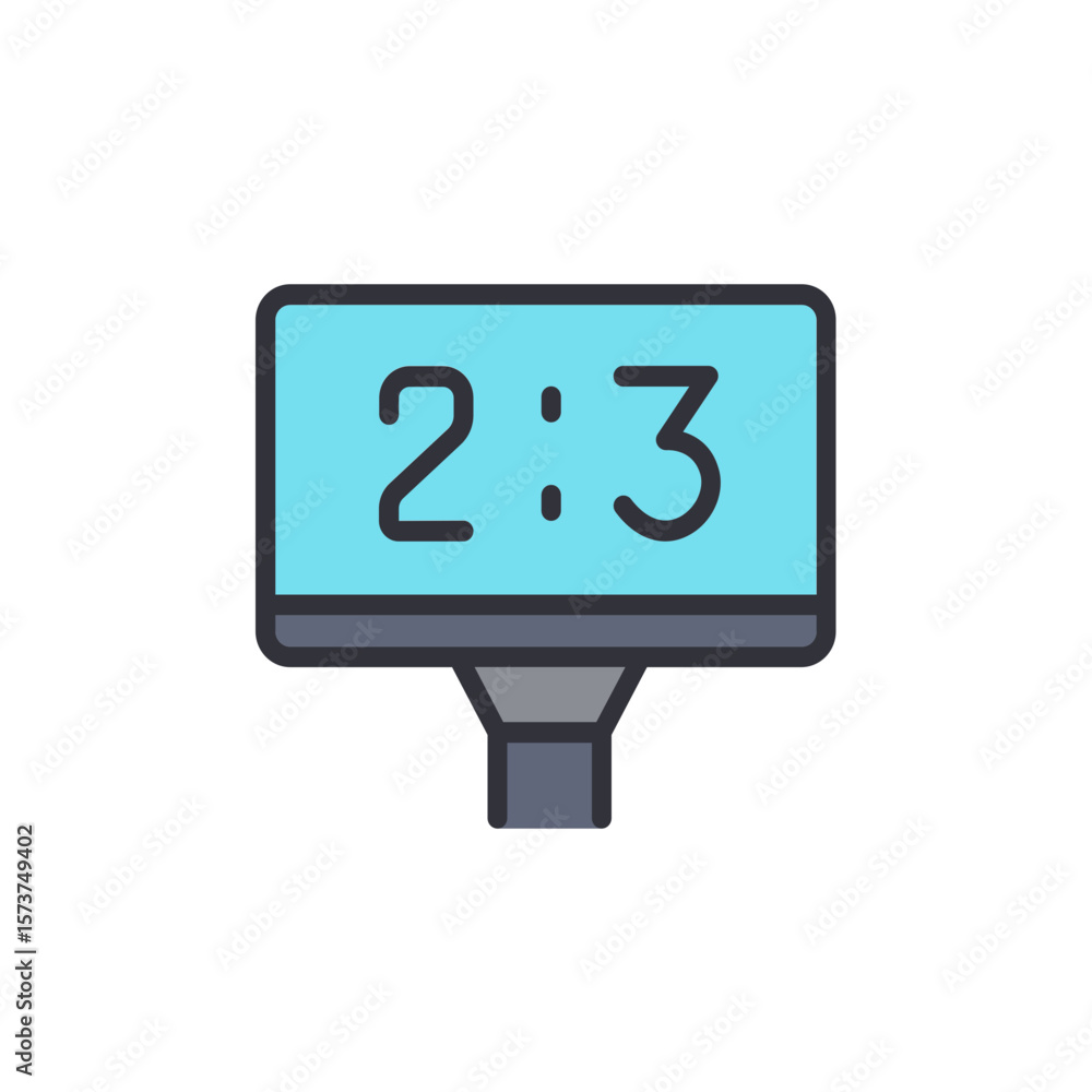 Poster Scoreboard Showing A Two To Three Result With Clean Design Style