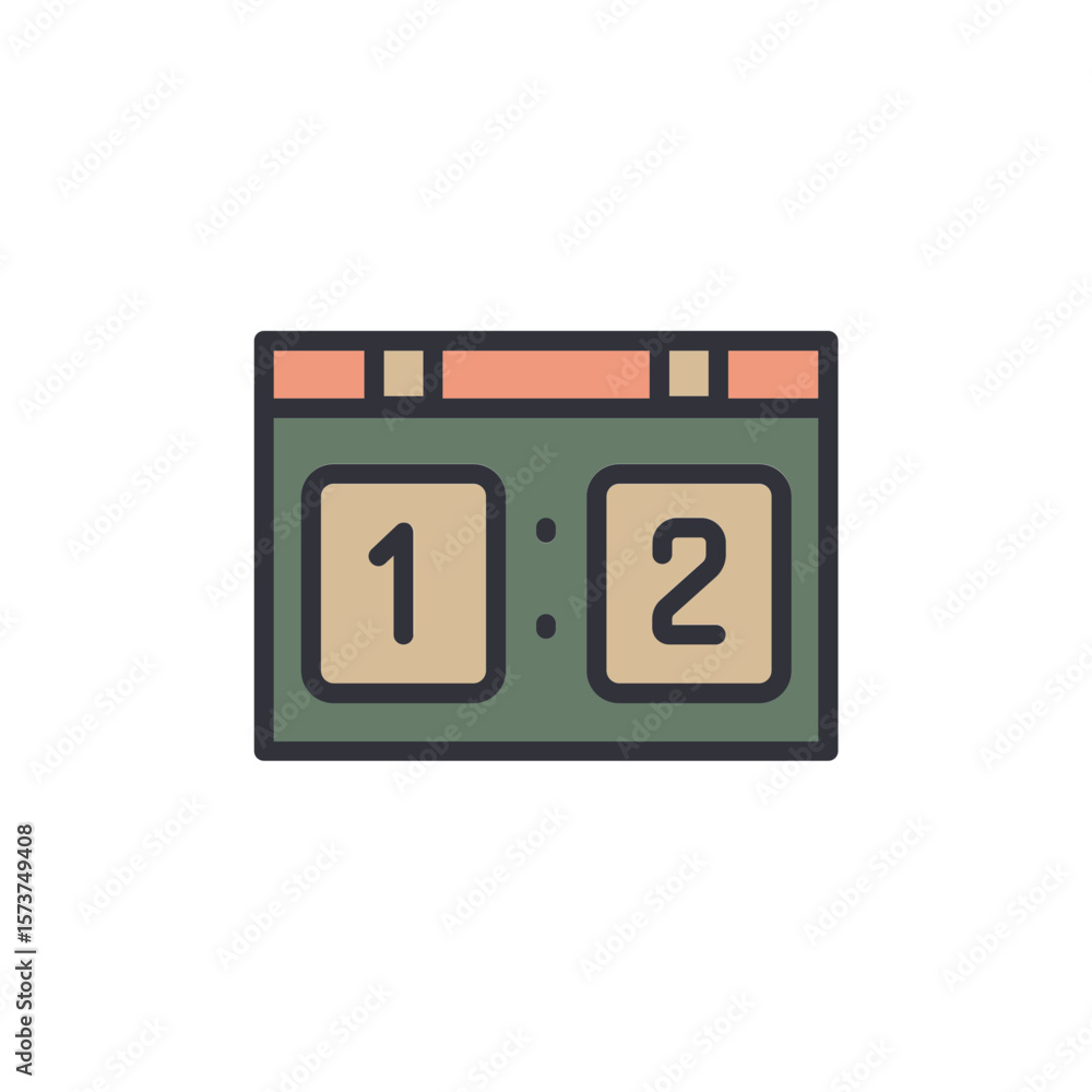 Poster isolated scoreboard illustration displaying one to two result