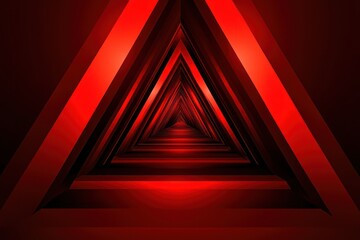 Intense Red Triangle Tunnel with Digital Light Waves. Abstract Background