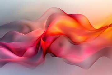 Elegant Flowing Red Silk Waves with Soft Gradient Design. Abstract Background