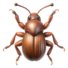 Detailed 3d rendering of a brown beetle with visible texture isolated on transparent background