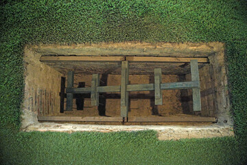 Deadly Traps in Cu Chi Tunnels. These traps were used in the Vietnam war. Famous tourist...