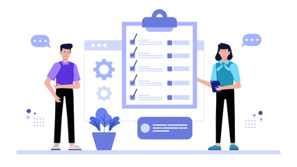 HR team planning employee wellness challenges, flat vector illustration