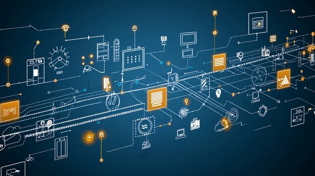 simplified illustration of a digital signal processing block diagram with a prominent square wave input, demonstrating its fundamental role in various electronic systems. Clear arrows show signal 