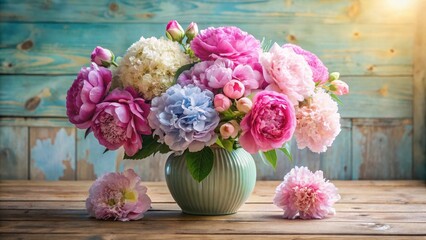 Colorful Vase Filled With Fresh