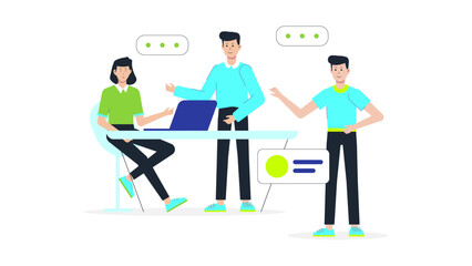 HR team planning employee wellness challenges, flat vector illustration