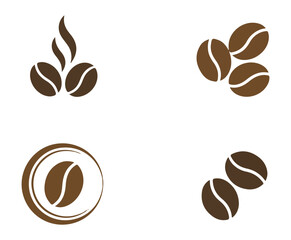 Set of coffee bean logos and icons for cafe and beverage branding