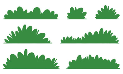 Obraz premium Set of green bush silhouettes for nature and decorative design elements