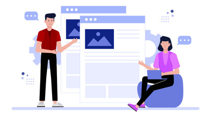 HR team reviewing digital annual leave requests flat vector illustration