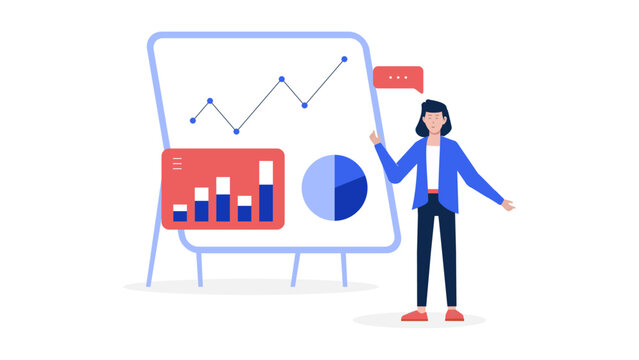 Sales manager analyzing weekly lead reports flat vector illustration