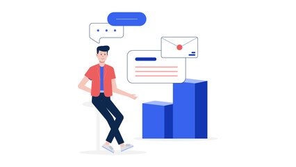 CEO writing open letter to stakeholders flat vector illustration