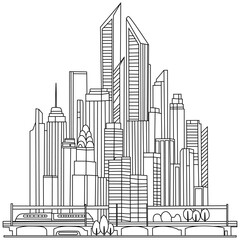 Obraz premium Hand Drawn Cityscape Sketch Illustration