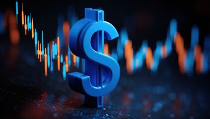 3D dollar symbol on financial chart