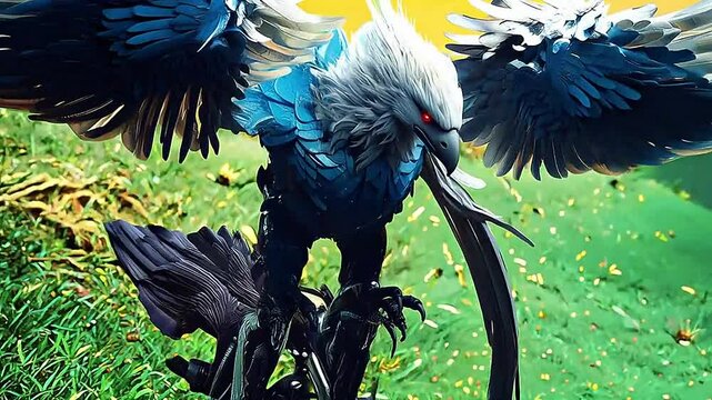 white garuda in Delfts Blauw realistis, highly detailed,ai generative