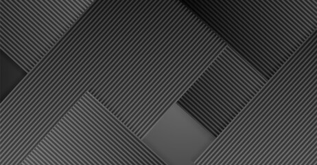 Monochromatic abstract showcases an array of layered geometric elements, highlighted with a linear pattern that evokes a sense of depth and three-dimensional artistry in grayscale